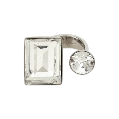 DRIES VAN NOTEN Women's Open Ring With Crystals "Silver"