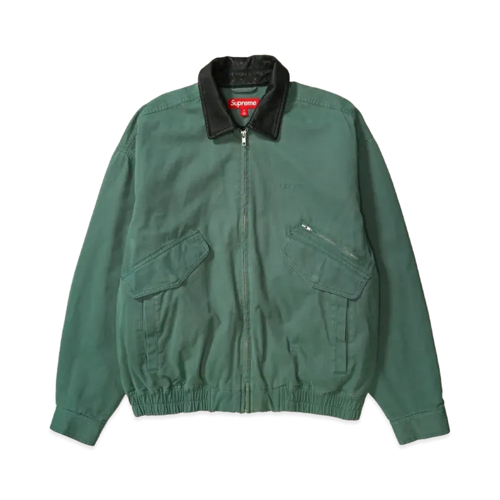 Supreme Leather Collar Utility Jacket "Green"