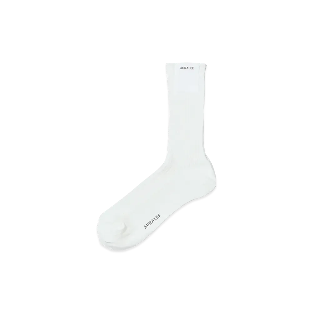 AURALEE Giza High Gauge Socks "White"
