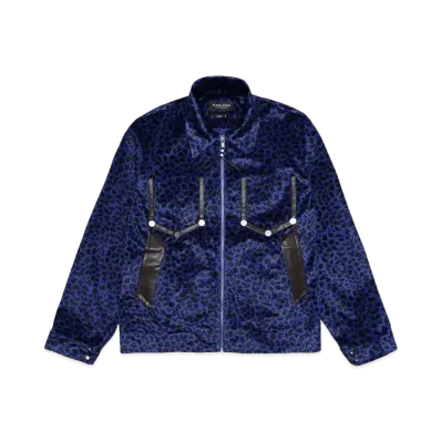 PLATEAU STUDIO leopard zip up jacket "BLUE / BLACK"
