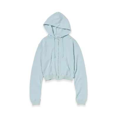 AURALEE Women's High Twist Light Sweat Zip Parka "Pale Blue"