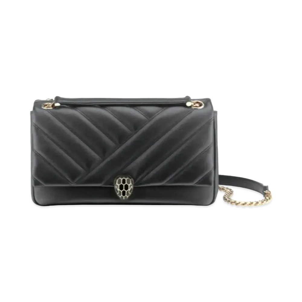 BVLGARI Serpenti Cabochon Shoulder Bag "Black"