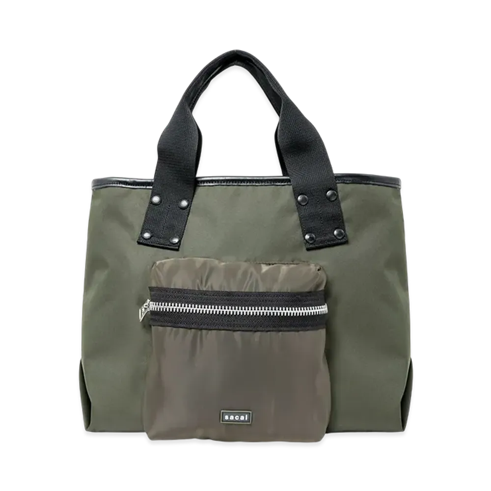 sacai Pocket Tote Bag Medium "Dark Khaki"