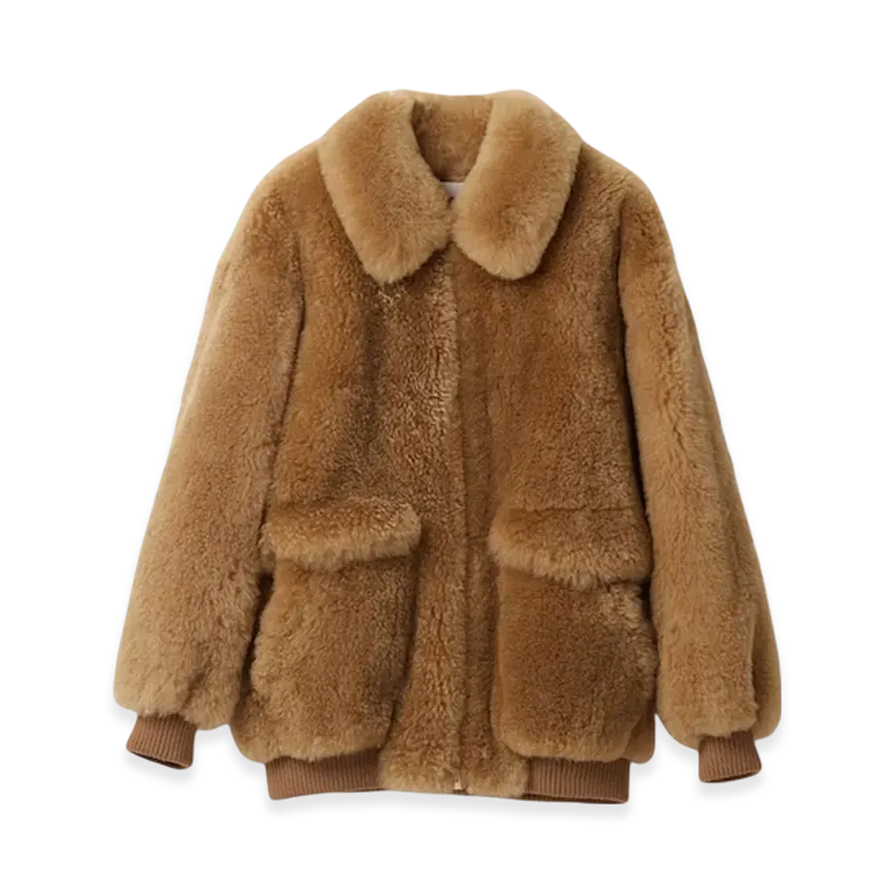 MIU MIU Women's Shearling Jacket "Sand Beige"