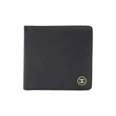 CHANEL Caviar Skin Coco Button Wallet "Black"