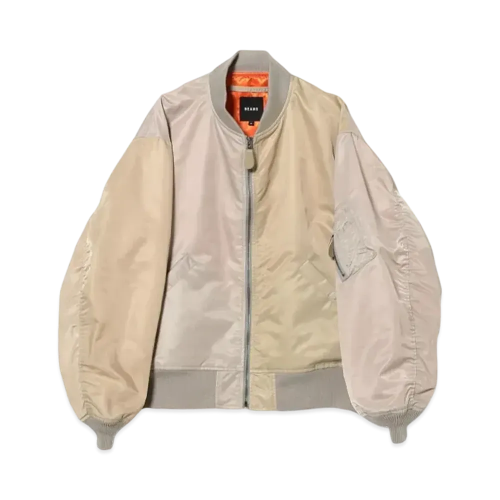BEAMS Water Repellent Wide Fit Crazy MA-1 "Taupe"