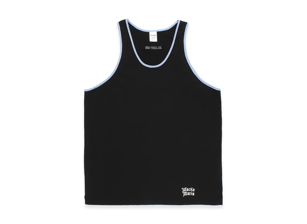 WACKO MARIA Washed Heavy Weight Ringer Tank Top "Black"