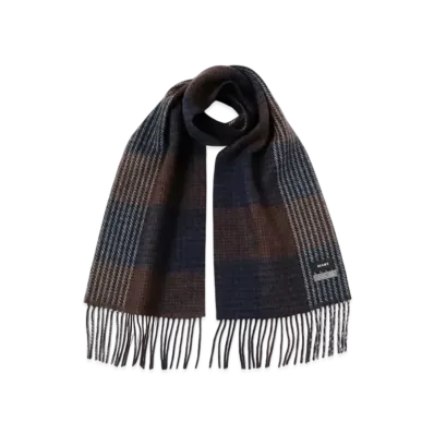 BEAMS Houndstooth Block Check Muffler "Navy"