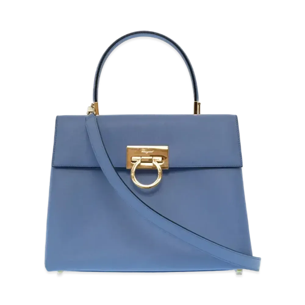 Salvatore Ferragamo Gancini Leather 2WAY Bag "Light Blue"