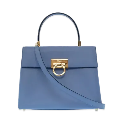 Salvatore Ferragamo Gancini Leather 2WAY Bag "Light Blue"