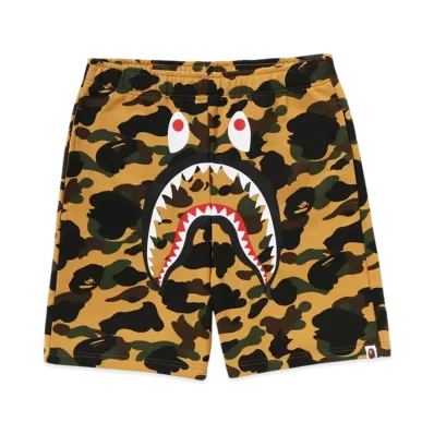 A BATHING APE 1ST Camo Shark Regular Fit Sweat Shorts "Yellow"