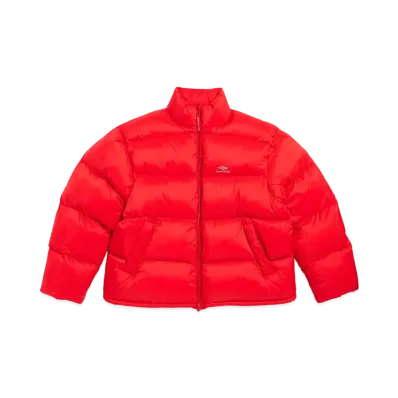 BALENCIAGA Men's 3B Sports Icon Ski Puffer Light Matte Nylon "Red"