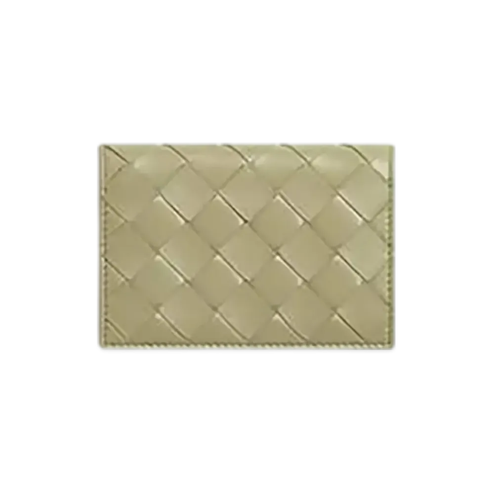 Bottega Veneta Intrecciato Business Card Case "Travertine/New Sauge"
