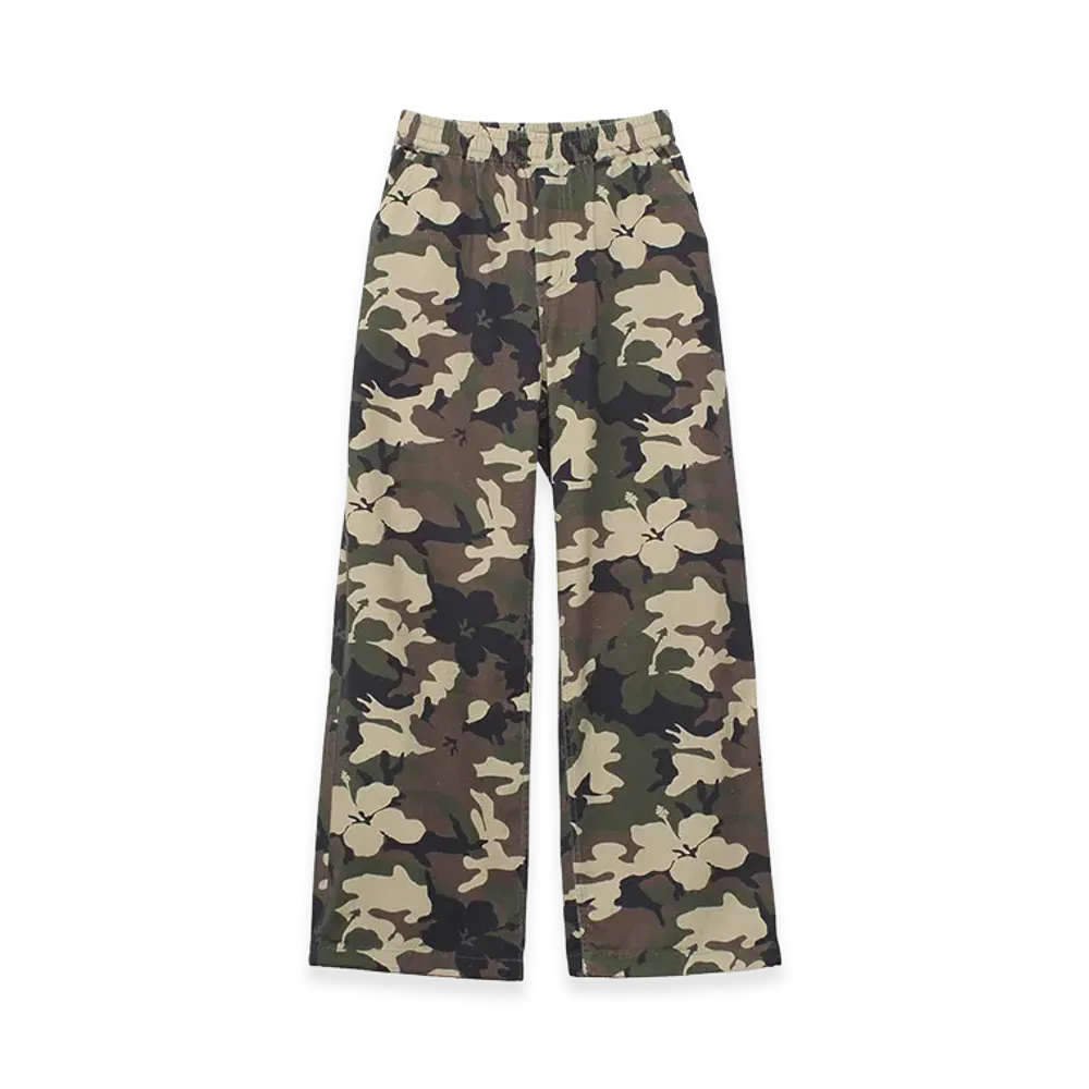 X-Girl Women's Faded Face Label Easy Pants "Camo"