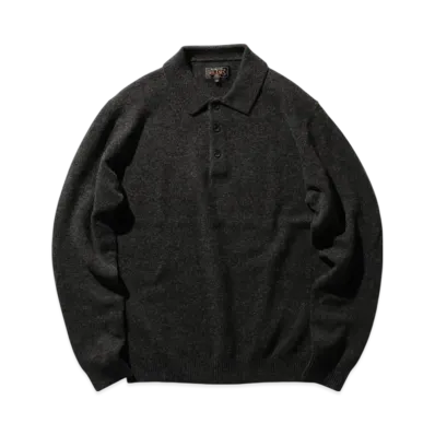BEAMS Knit Polo 9G "ChacoalGray"