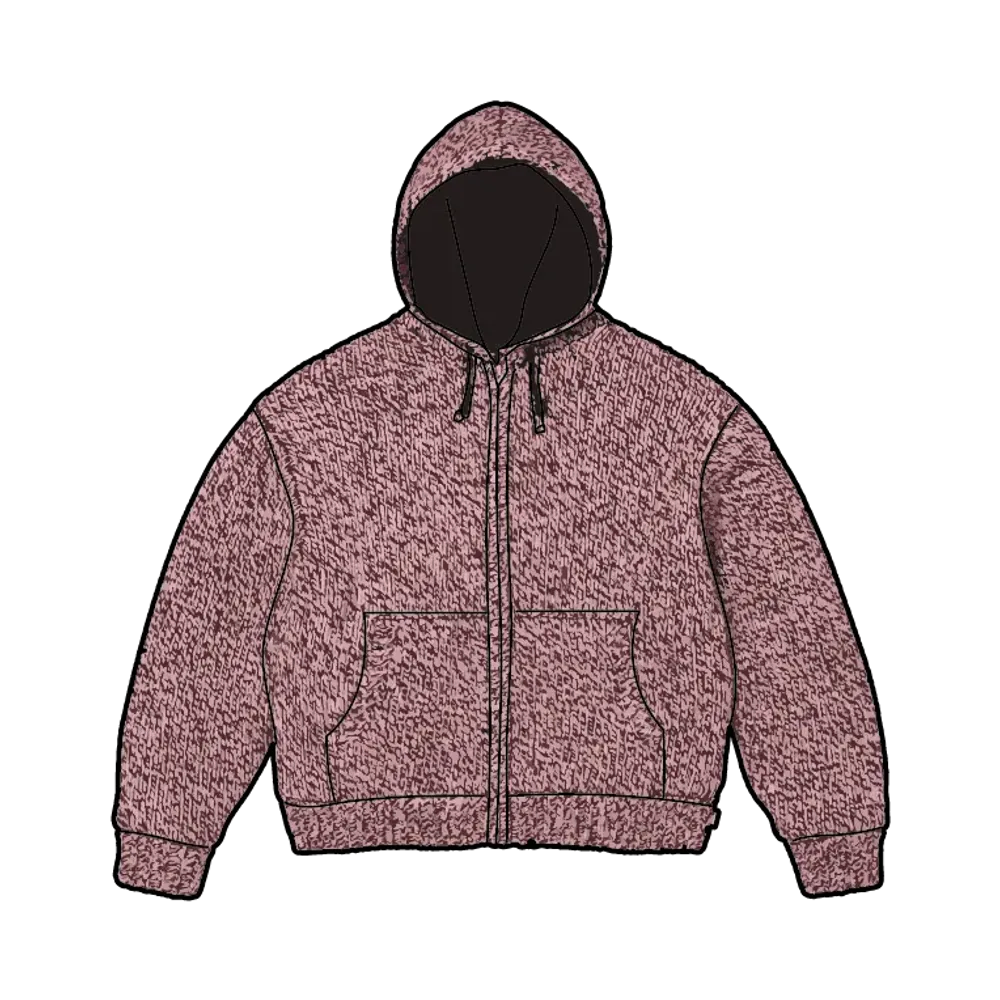 Supreme Faux Shearling Lined Zip Up Hooded Sweater "Pink Melange"