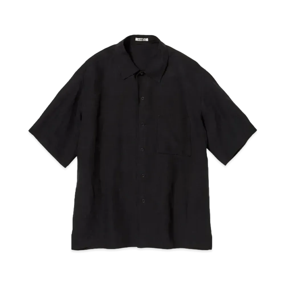 AURALEE Double Cloth Linen Hand Sewn Shirt "Black"