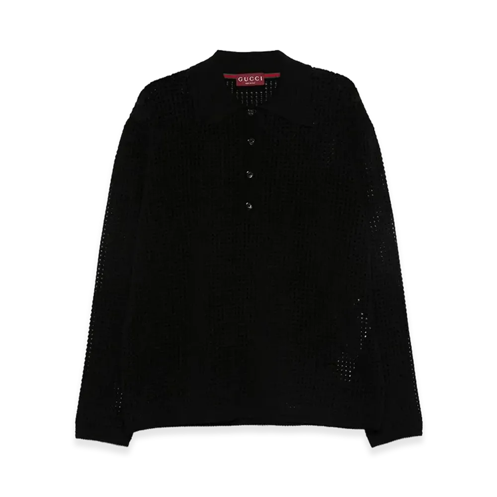 GUCCI Crochet Polo Shirt "Black"