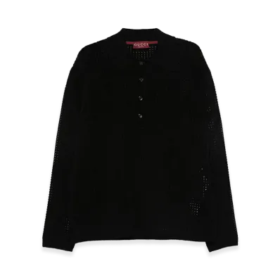 GUCCI Crochet Polo Shirt "Black"