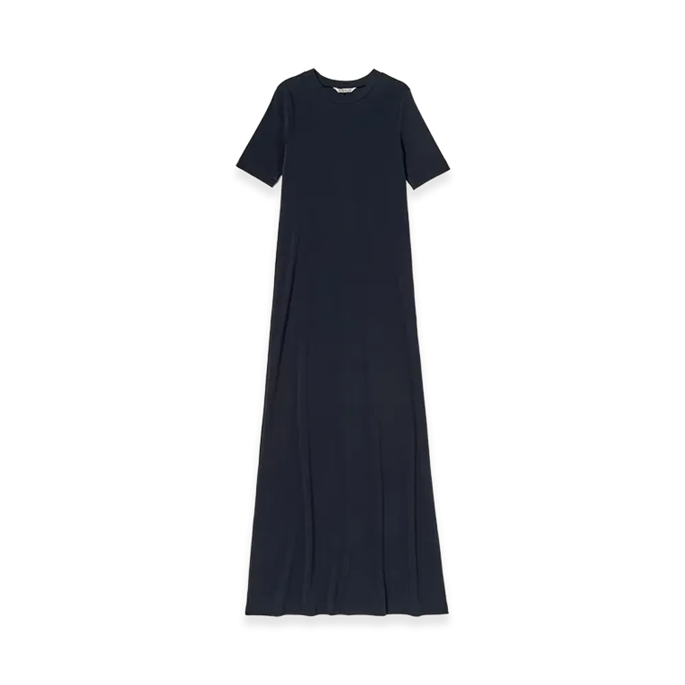 AURALEE Women's Organic Cotton Fine Rib Dress "Dark Navy"