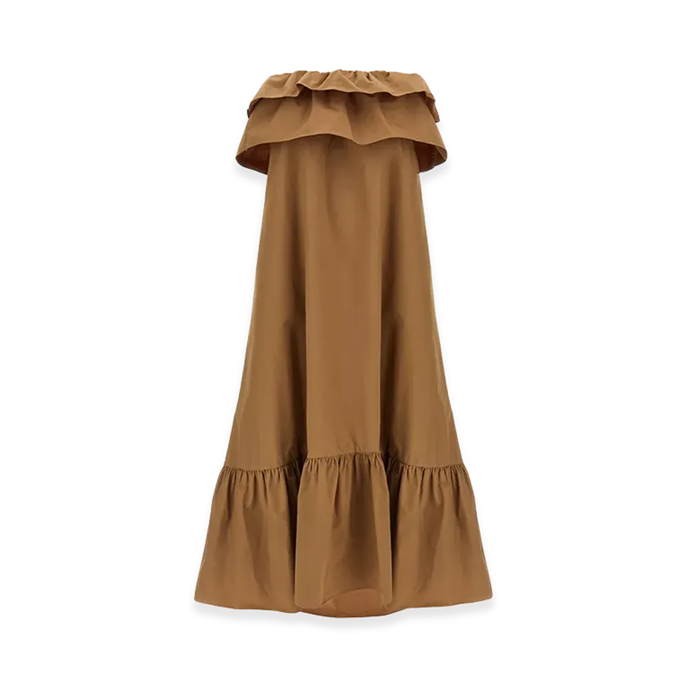 Saint Laurent Women's Flounce Dress "Brown"