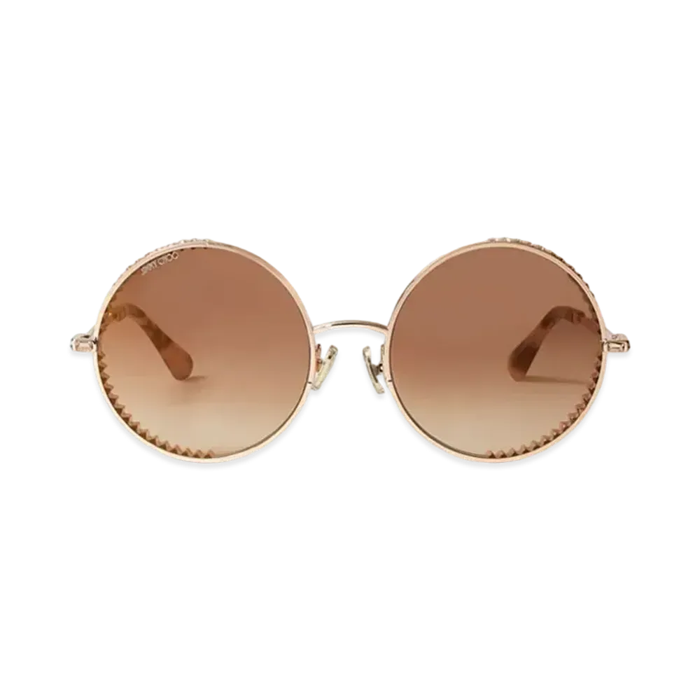 Jimmy Choo Goldy Round Frame Sunglasses With Swarovski Crystals "Gold Copper"