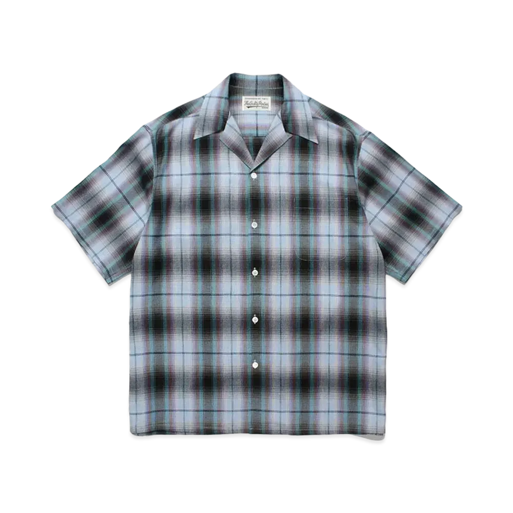 WACKO MARIA Check Open Collar Shirt "Blue"