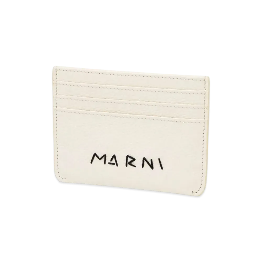 MARNI Leather Card Case with Marni Mending Embroidery "Ivory"