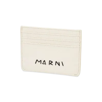 MARNI Leather Card Case with Marni Mending Embroidery "Ivory"
