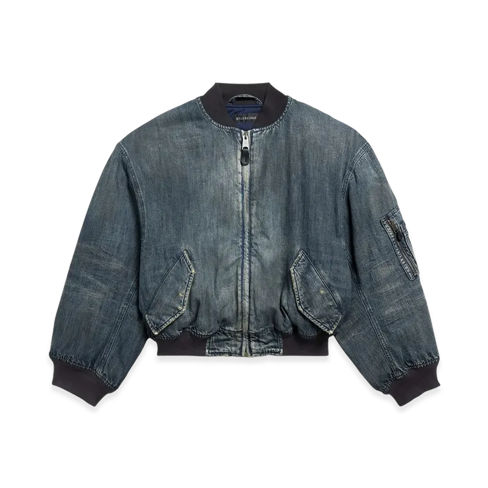 BALENCIAGA Women's Standard Denim Bomber "Blue"