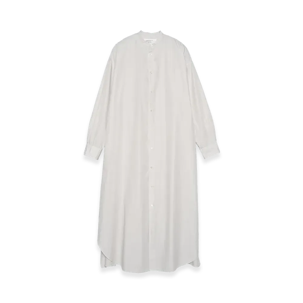 Graphpaper minus Botanical Dyed Broad Oversized Band Collar Dress "Light Gray"
