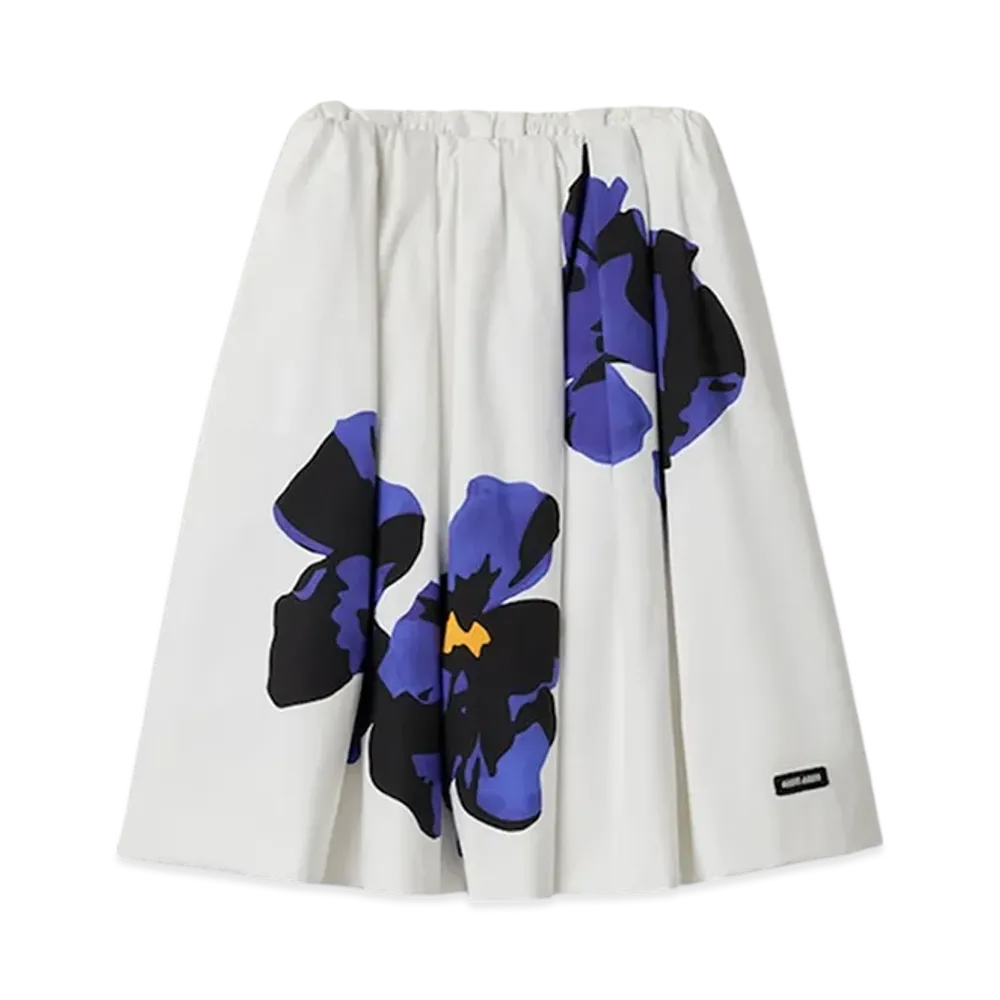 MIU MIU Women's Poplin and Jersey Printed Skirt "White/Purple"