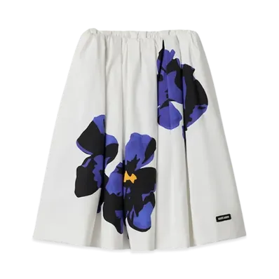 MIU MIU Women's Poplin and Jersey Printed Skirt "White/Purple"