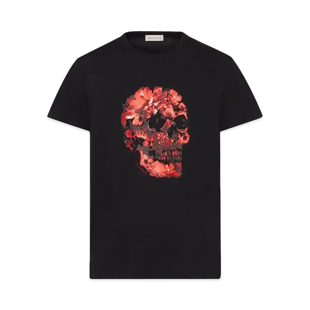 Alexander McQUEEN Wax Flower Skull T-Shirt "Black"