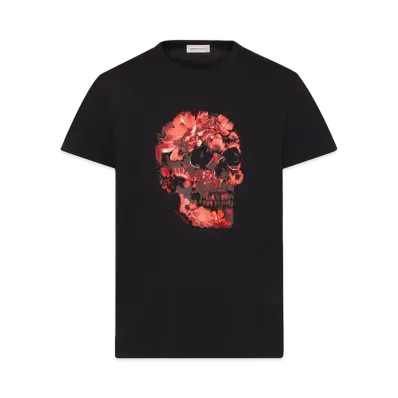 Alexander McQUEEN Wax Flower Skull T-Shirt "Black"