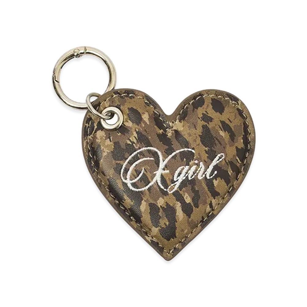 X-Girl Women's Faux Leather Heart Keyring "Beige"