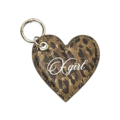 X-Girl Women's Faux Leather Heart Keyring "Beige"