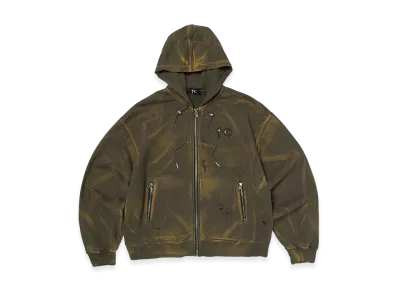 THUG CLUB TC Two Tone Washed Zip-Up Hoodie "Olive"