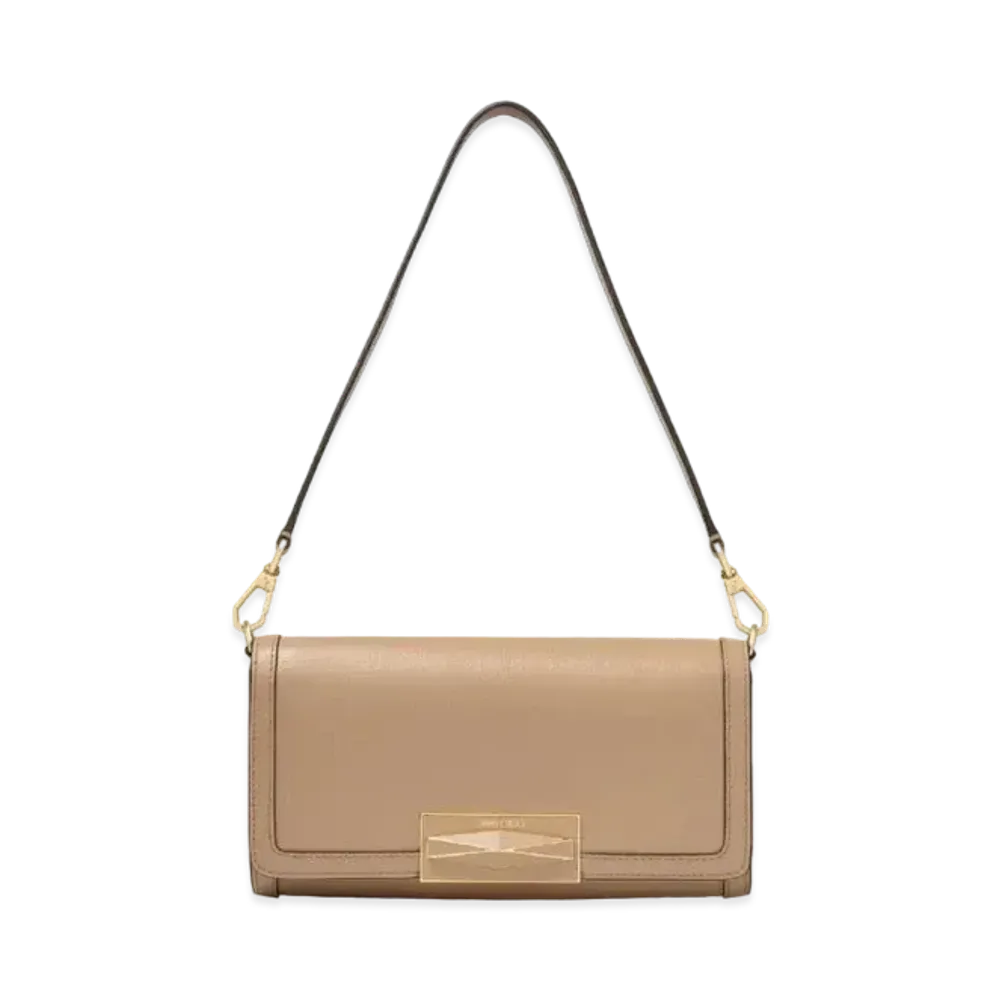 Jimmy Choo Diamond Mini Shoulder Calf Leather Mini Shoulder Bag "Biscuit/Gold"