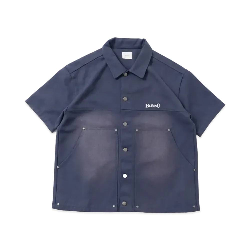 BLESS U Duck Wash Work Shirt "Navy"