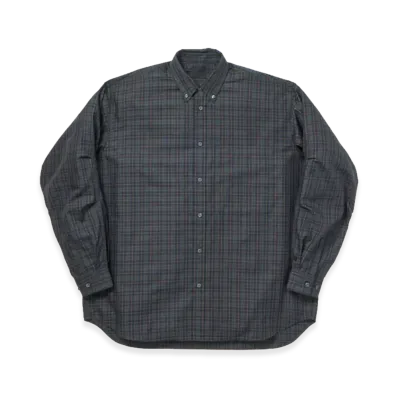 DAIWA PIER39 Women's Tech Button Down Shirt L/S Plaids "Charcoal"