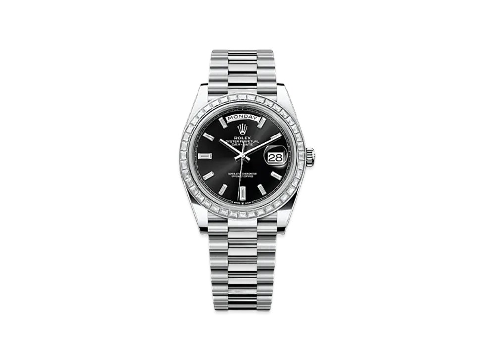 ROLEX Day-Date 40mm Platinum Diamond 228396TBR "Bright Black"
