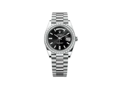 ROLEX Day-Date 40mm Platinum Diamond 228396TBR "Bright Black"