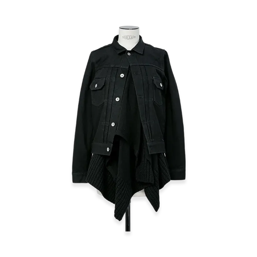 sacai Denim x Wool Knit Jacket "Black"