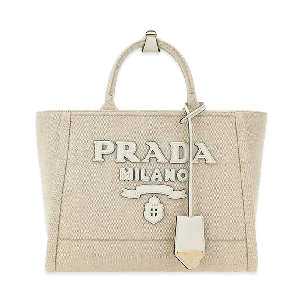 PRADA Women's Canvas Shopping Bag "Beige"
