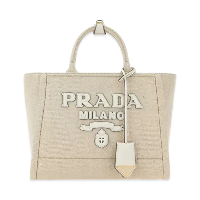 PRADA Women's Canvas Shopping Bag "Beige"
