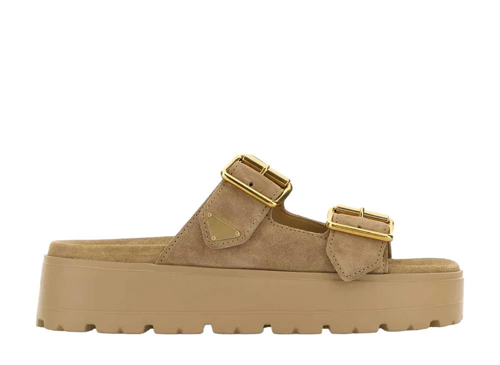 PRADA Women's Beige Suede Slippers "Beige"