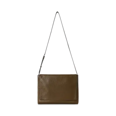 The Row Nan Leather Messenger Bag "Military Olive"