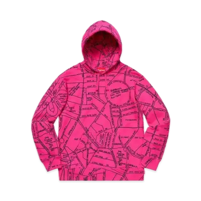 Supreme Gonz Embroidered Map Hooded Sweatshirt "Magenta"