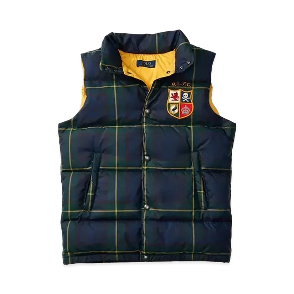 Polo Ralph Lauren Kids Tartan Quilted Down Vest "Green/Navy"